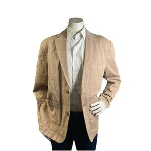 J Crew Ludlow Blazer Men 44R Khaki Cotton Linen Blend Unstructured Sport Jacket